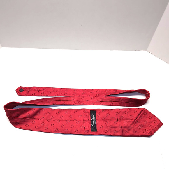 David Donahue Sterling Designer Neck Tie 100% Silk Mens Formal Christmas Red - Picture 4 of 7